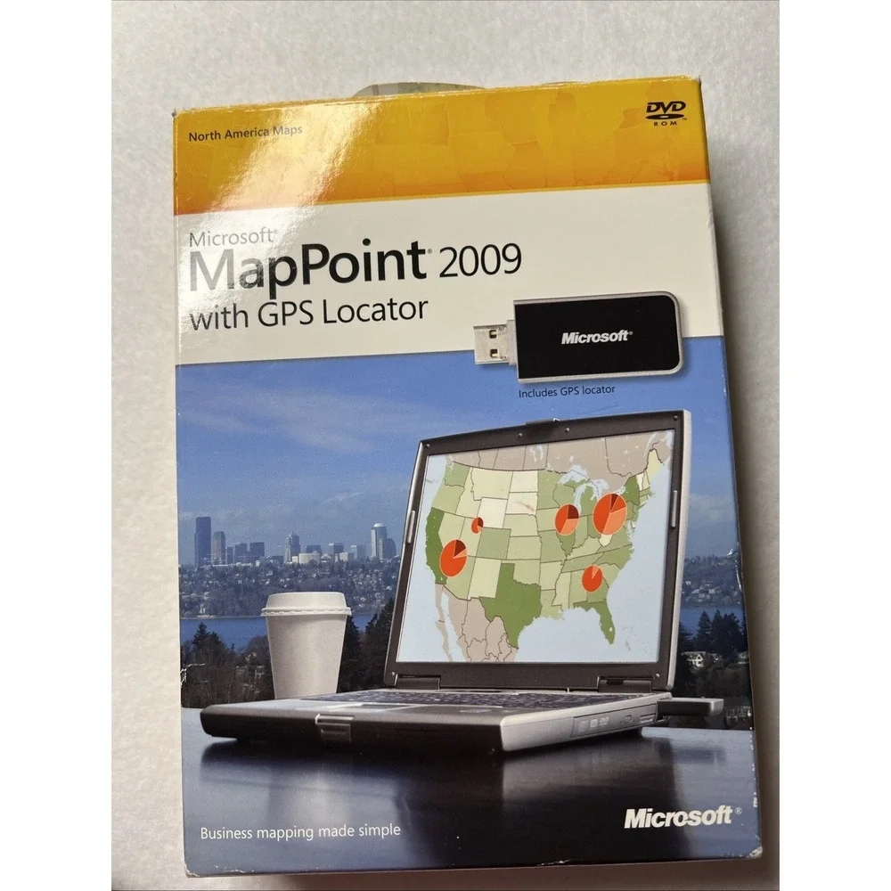 Microsoft MapPoint 2009 North America Maps DVD PC Software Product Key GPS